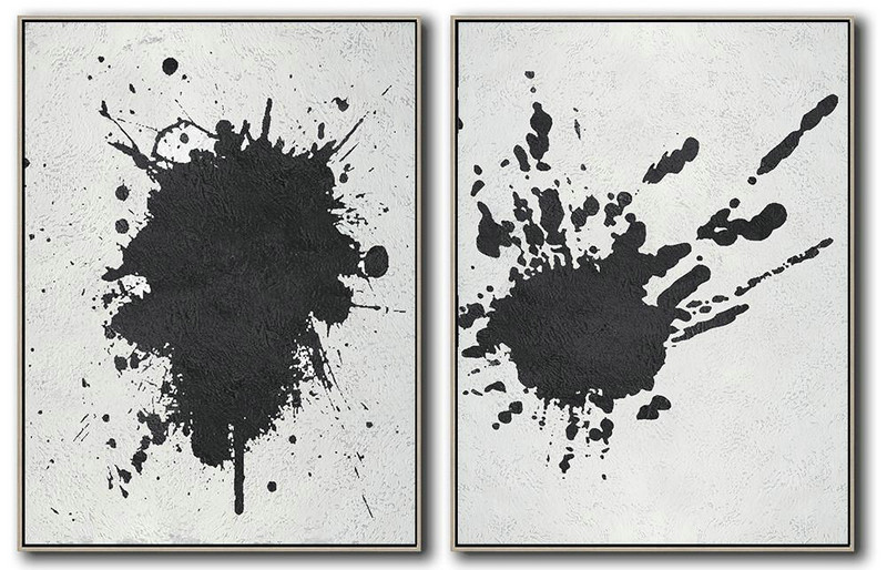 Extra Large 72" Acrylic Painting,Set Of 2 Minimal Painting On Canvas - Hand Painted Abstract Art